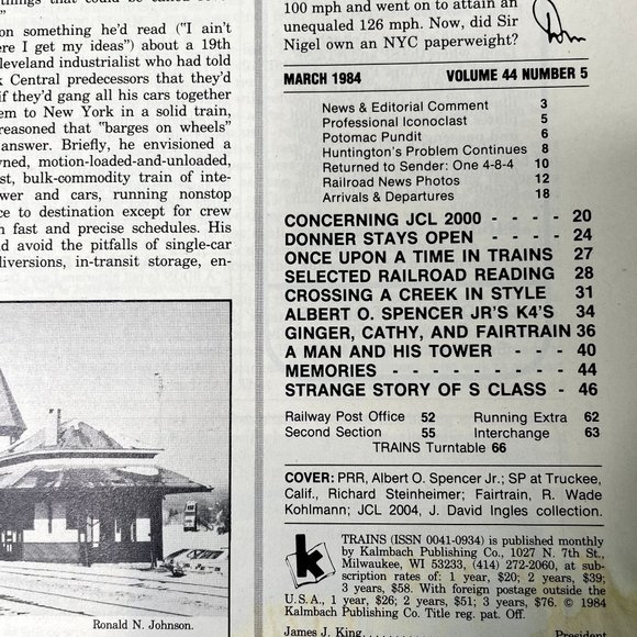 Trains Magazine of Railroading March 1984 u  Hot to Paint K4s Sierra Stein Fairt - Picture 3 of 7